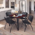 thumbnail image 1 of Regency Kee 36 in Square Breakroom Table- Mahogany Top, Black Legs, 4 M Stack Chairs- Black, 1 of 8