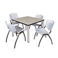thumbnail image 1 of Regency Kee 36 in Square Breakroom Table- Maple Top, Chrome Legs, 4 M Stack Chairs- Grey, 1 of 8