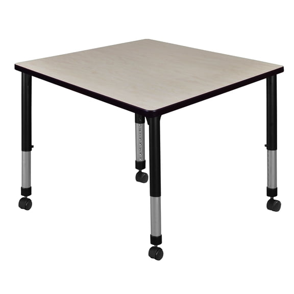 Regency 36 in. Square Height Adjustable Mobile Classroom Activity Table- Maple