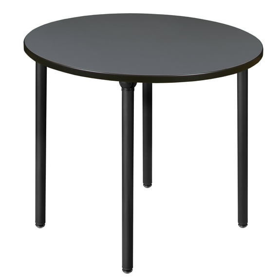 Kee 36" Round Folding Breakroom Table in Grey/ Black