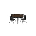 thumbnail image 1 of Regency Kee 36 in. Round Mobile Adjustable Classroom Table- Neo Walnut Top, Black Base & 4 Andy 12 in. Black Stack Chairs, 1 of 8