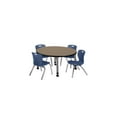thumbnail image 1 of Regency Kee 36 in. Round Mobile Adjustable Classroom Table- Noble Oak Top, Grey Base & 4 Andy 12 in. Blue Stack Chairs, 1 of 8