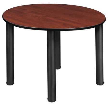 Regency Kee 36 in. Round Slim Breakroom Table Table - Cherry Top, Black Legs