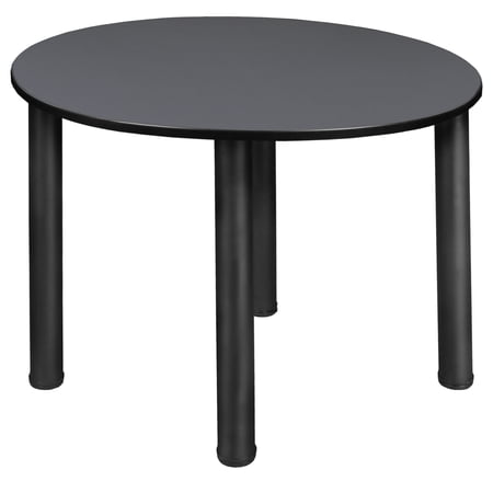 Regency Kee 36 in. Round Slim Breakroom Table Table - Grey Top, Black Legs