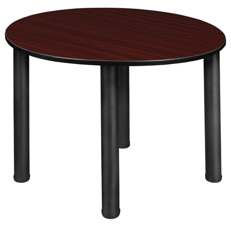 Regency Kee 36 in. Round Slim Breakroom Table Table - Mahogany Top, Black Legs