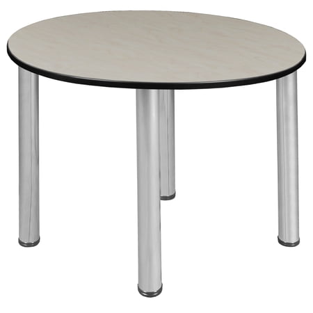 Regency Kee 36 in. Round Slim Breakroom Table Table - Maple Top, Chrome Legs