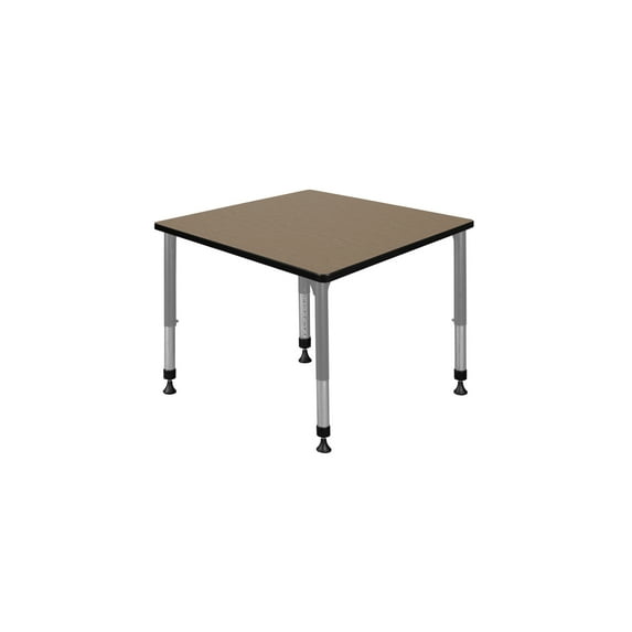 Regency Kee 36 in. Square Height Adjustable Classroom Activity Table- Noble Oak Top & Grey Base