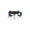 thumbnail image 1 of Regency Kee 36 in. Square Mobile Adjustable Classroom Table- Neo Walnut Top, Grey Base & 4 Andy 12 in. Blue Stack Chairs, 1 of 9
