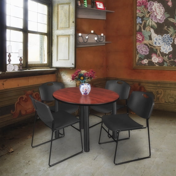 Kee Round Table & Chair Set, Wood, Metal, Polypropylene Top