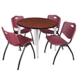 thumbnail image 1 of Regency Kahlo 42 in. Round Breakroom Table- Cherry Top, Black Base & 4 M Stack Chairs- Burgundy, 1 of 9