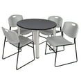 thumbnail image 1 of Regency 42 in Round Breakroom Table- Grey Top, Chrome Legs, 4 Zeng Stack Chairs- Grey, 1 of 7