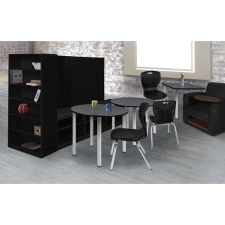 Regency Kee 42 in. Medium Round Breakroom Table- Grey Top, Chrome Legs