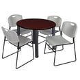 thumbnail image 1 of Regency 42 in Round Breakroom Table- Mahogany Top, Black Legs, 4 Zeng Stack Chairs- Grey, 1 of 7