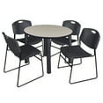 thumbnail image 1 of Regency 42 in Round Breakroom Table- Maple Top, Black Legs, 4 Zeng Stack Chairs- Black, 1 of 7