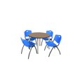 thumbnail image 1 of Regency Kee 42" Round Breakroom Table- Noble Oak/ Chrome & 4 'M' Stack Chairs- Blue, 1 of 8