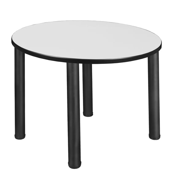Kee 42" Round Breakroom Table in White/ Black