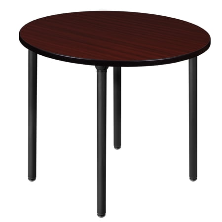 Romig Kee 42 in. Medium Round Breakroom Table- Mahogany Top, Black Folding Legs