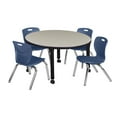 thumbnail image 1 of Regency 42 Round Adjustable Classroom Table- Maple & 4 Andy 12 Stack Chairs- Blue, 1 of 7