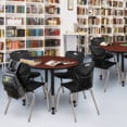 thumbnail image 1 of Regency Kee 42" Round Height Adjustable Classroom Table - Cherry & 4 Andy 18-in Stack Chairs- Black, 1 of 6