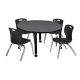 thumbnail image 1 of Regency Kee 42 in. Round Adjustable Classroom Table- Grey & 4 Andy 12 in. Stack Chairs- Black, 1 of 6