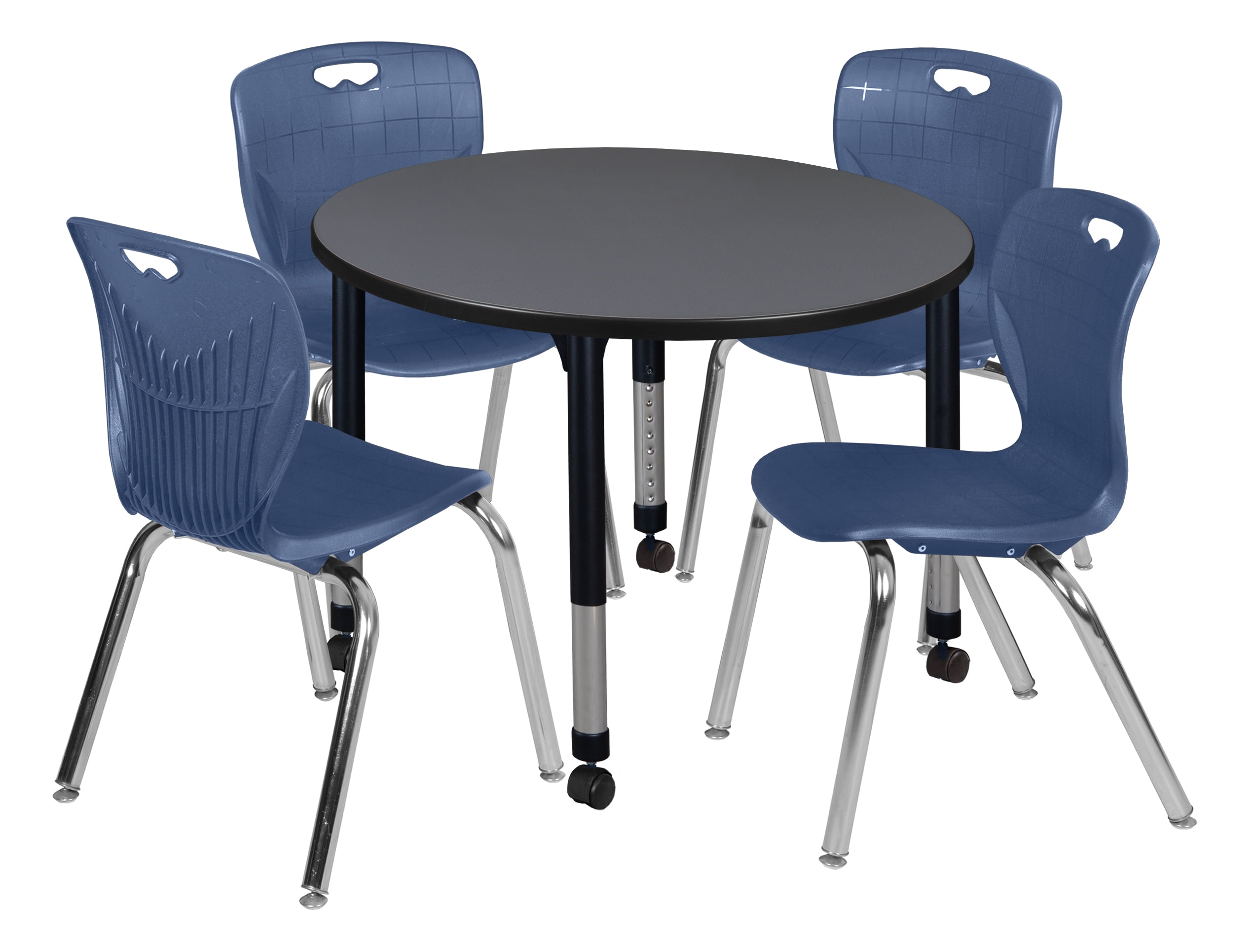 Regency 42 in. Round Adjustable Classroom Table- Grey & 4 Andy 18 in ...