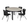 thumbnail image 1 of Regency 42 Round Adjustable Classroom Table- Maple & 4 Andy 12 Stack Chairs- Black, 1 of 7