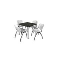 thumbnail image 1 of Regency Kee 42" Square Breakroom Table- Ash Grey/ Chrome & 4 'M' Stack Chairs- Grey, 1 of 6