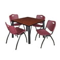 thumbnail image 1 of Regency 42 in Square Breakroom Table- Cherry Top, Black Legs, 4 M Stack Chairs- Burgundy, 1 of 8