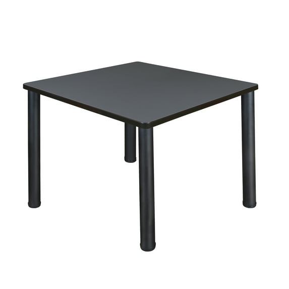 Regency Square Table with Black Post Leg in Grey