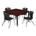 thumbnail image 1 of Regency Kee 42" Square Height Adjustable Classroom Table - Mahogany & 4 Andy 12-in Stack Chairs- Black, 1 of 2