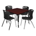 thumbnail image 1 of Regency Kee 42" Square Height Adjustable Classroom Table - Mahogany & 4 Andy 18-in Stack Chairs- Black, 1 of 8