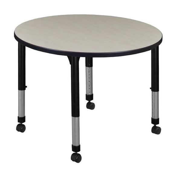 Regency 42 in. Round Height Adjustable Mobile Classroom Activity Table- Maple