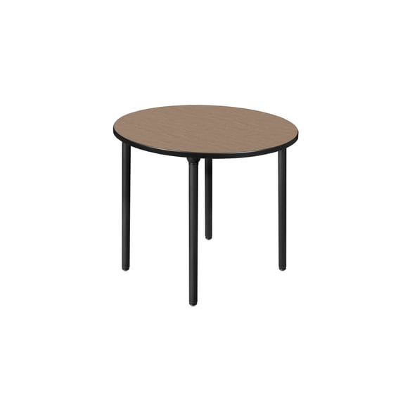Regency Kee 42 in. Medium Round Breakroom Table- Noble Oak Top, Black Folding Legs