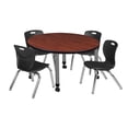 thumbnail image 1 of Regency Kee 42 in. Round Adjustable Classroom Table- Cherry & 4 Andy 12 in. Stack Chairs- Black & Grey Base, 1 of 6