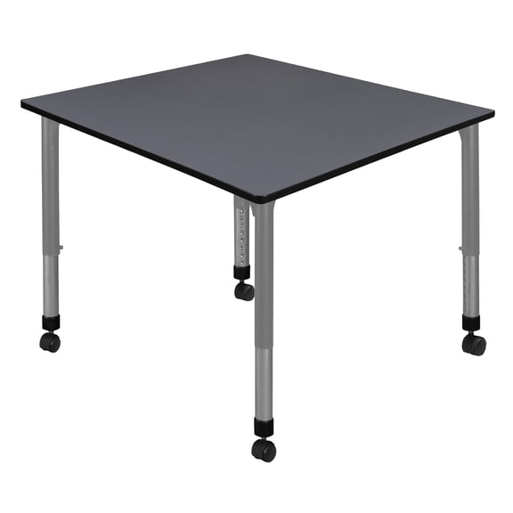 Regency Kee 42 in. Square Height Adjustable Mobile Classroom Activity Table- Grey Top & Grey Base