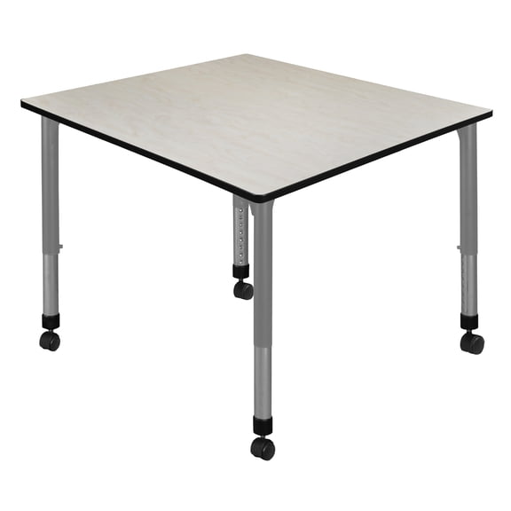 Regency Kee 42 in. Square Height Adjustable Mobile Classroom Activity Table- Maple Top & Grey Base