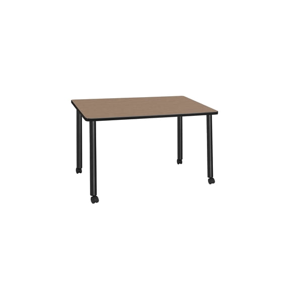 Regency Kee 42 x 24 in. Mobile Training Seminar Table- Noble Oak Top, Black Legs