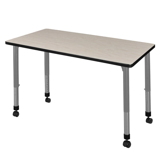 Regency Kee 42 x 30 in. Height Adjustable Mobile Classroom Activity Table- Maple Top & Grey Base