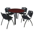 thumbnail image 1 of Regency 48 in Round Breakroom Table- Mahogany Top, Black Legs, 4 M Stack Chairs- Black, 1 of 7