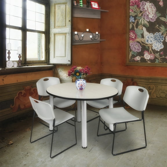 Regency Kee 48" Round Breakroom Table,Maple/ Chr TB48RNDPLBPCM44GY