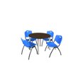 thumbnail image 1 of Regency Kee 48" Round Breakroom Table- Neo Walnut/ Chrome & 4 'M' Stack Chairs- Blue, 1 of 8