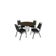 thumbnail image 1 of Regency Kee 48" Round Breakroom Table- Neo Walnut/ Chrome & 4 Restaurant Stack Chairs- Black, 1 of 8