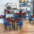 thumbnail image 1 of Regency Kee 48" Round Height Adjustable Classroom Table - Cherry & 4 Andy 12-in Stack Chairs- Navy Blue, 1 of 6