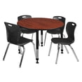 thumbnail image 1 of Regency Kee 48 in. Round Adjustable Classroom Table- Cherry & 4 Andy 18 in. Stack Chairs- Black, 1 of 6