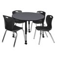 thumbnail image 1 of Kee 48in. Round Adjustable Student Table-Grey & 4 Andy 18-in  Chairs-Black, 1 of 7