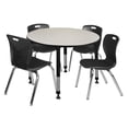 thumbnail image 1 of Regency Kee 48" Round Height Adjustable Classroom Table - Maple & 4 Andy 18-in Stack Chairs- Black, 1 of 6