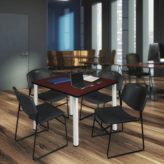 Regency Kee 48" Square Breakroom Table,Mahogany/ TB4848MHBPCM44BK