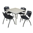 thumbnail image 1 of Regency Kee 48 in Square Breakroom Table- Maple Top, Chrome Legs, 4 M Stack Chairs- Black, 1 of 8