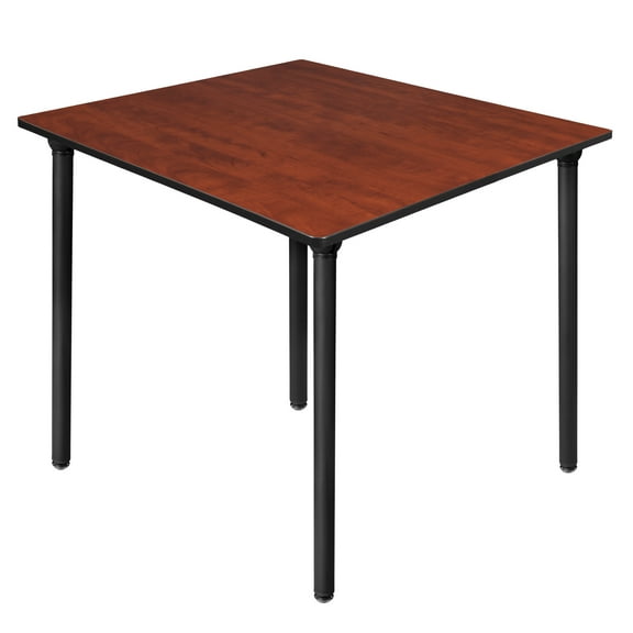 Kee 48" Square Folding Breakroom Table- Cherry/ Black