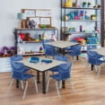thumbnail image 1 of Regency Kee 48 in. Square Mobile Adjustable Classroom Table- Maple & 4 4 Andy 12 in. Stack Chairs- Blue, 1 of 8